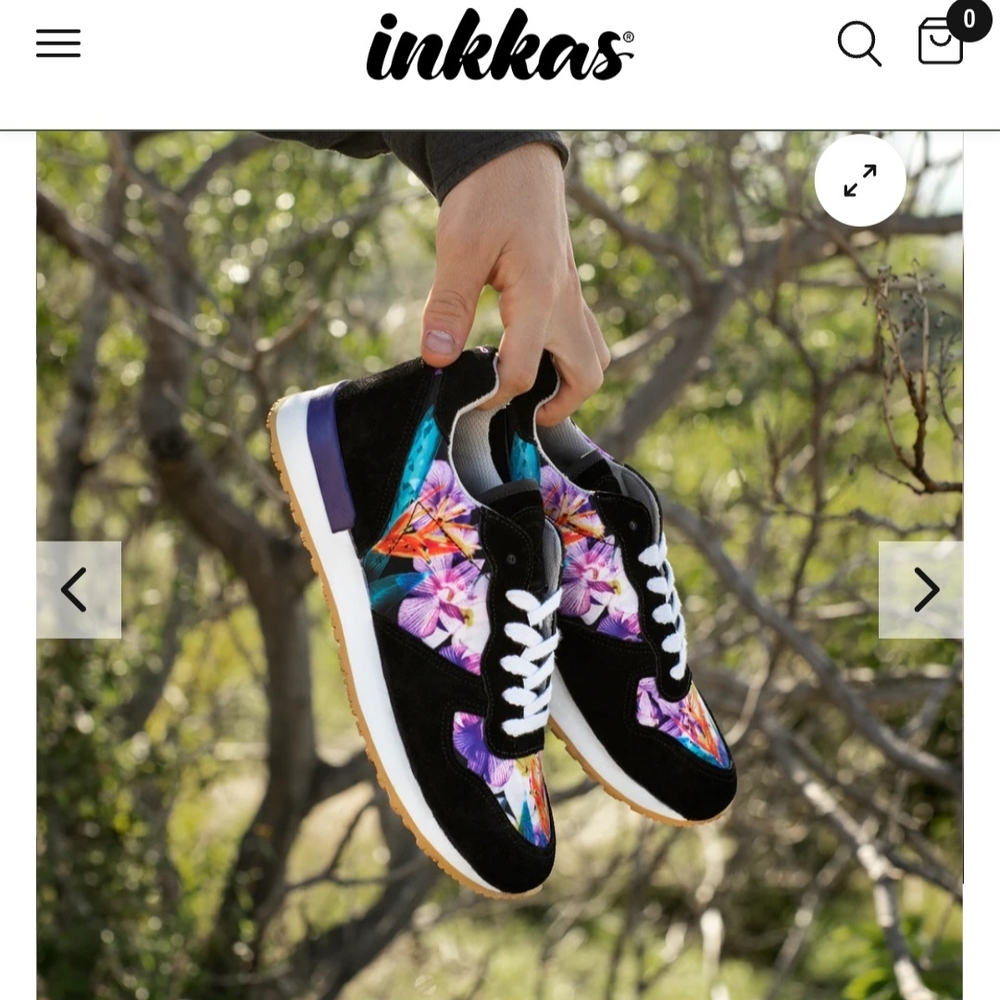 Inkkas Black Sneakers with Colorful Floral Design